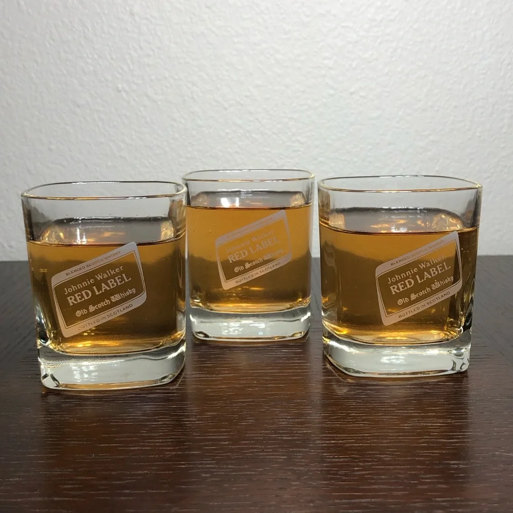 Johnnie Walker Red Label 3 ViTG. Lo-Ball Scotch Old Fashioned Whiskey Glasses